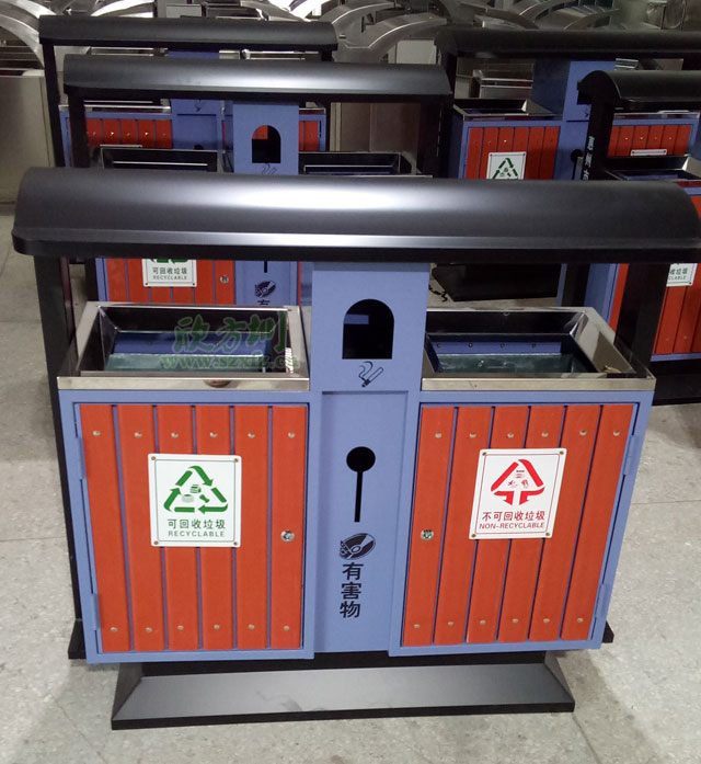 戶(hù)外鋼木分類(lèi)垃圾桶廠家生產(chǎn)圖